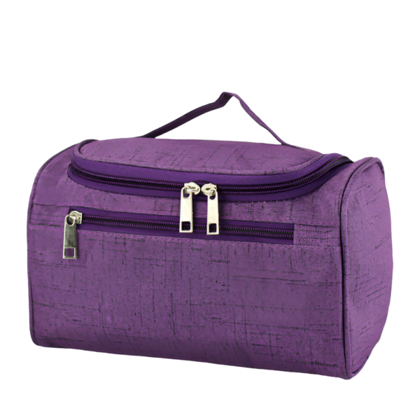 Purple travel toiletry bag with clip
