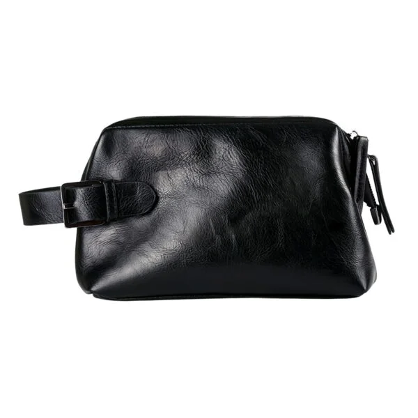 Trousse de toilette imitation cuir veritable noir